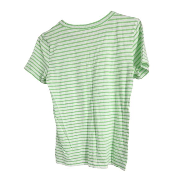 Loft Green and White Striped Short Sleeve Top Womens Size Extra Small XS - Picture 2 of 4